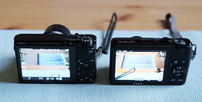 Canon und Sony Kompaktkamera Vergleich Rückseite